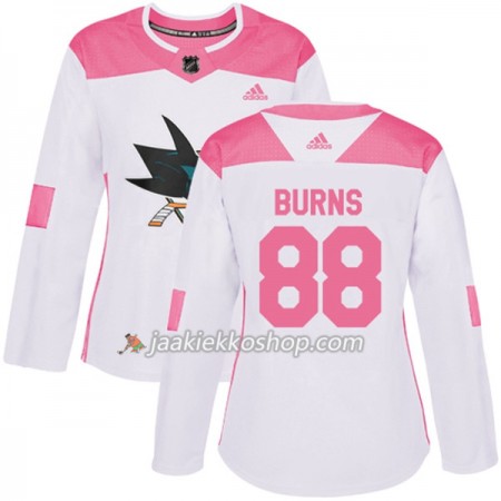 Nainen NHL San Jose Sharks Pelipaita Brent Burns 88 Adidas 2017-2018 Valkoinen Vaaleanpunainen Fashion Authentic